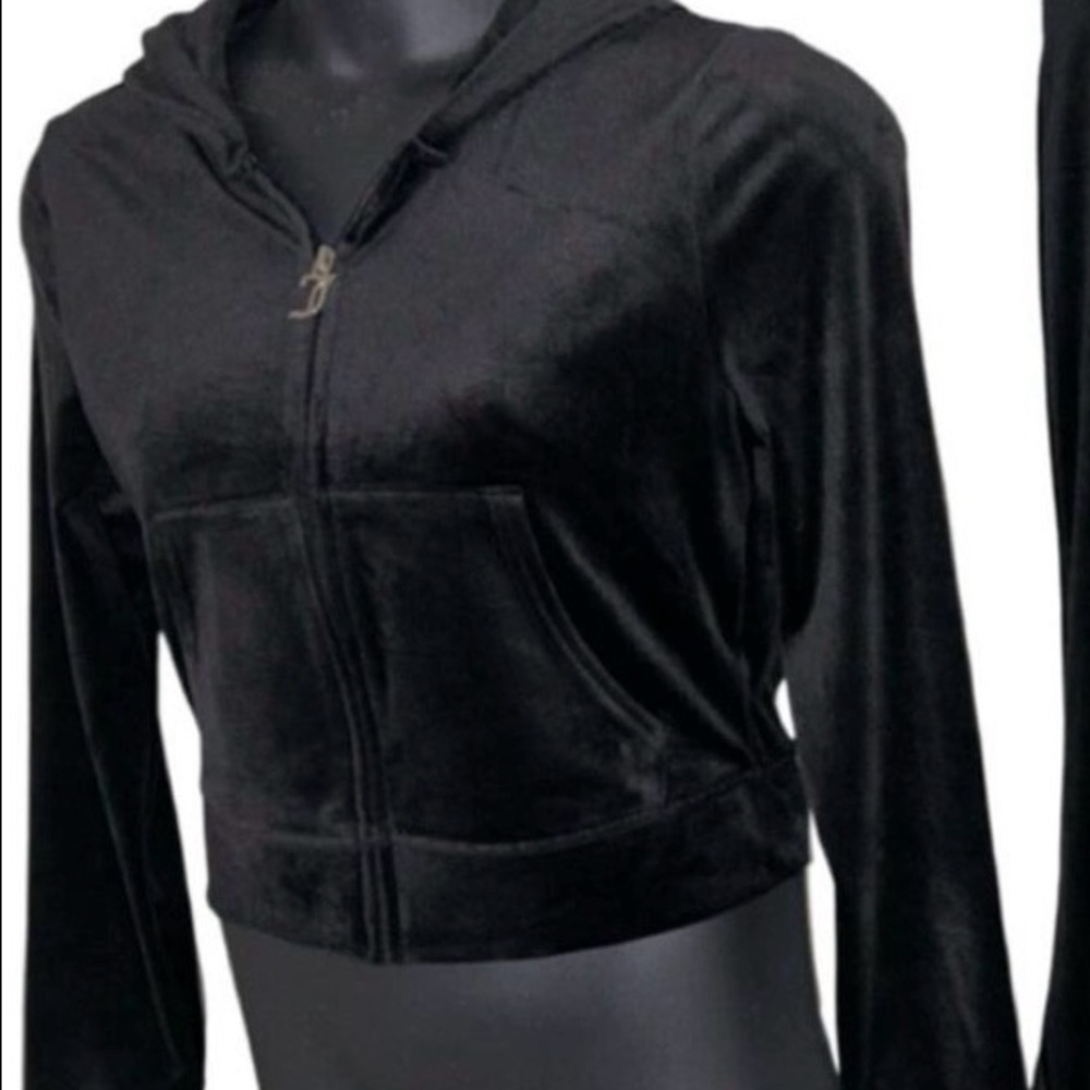 JUICY COUTURE BLACK LIQUORICE OG BLING RHINESTONE VELOUR TRACKSUIT *HOODIE* NWT - Picture 8 of 15